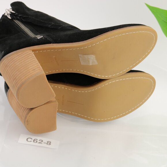 Dolce Vita Womens Lanie Boots Size 9.5 Black Suede Block Heel Distressed Booties - Picture 8 of 12